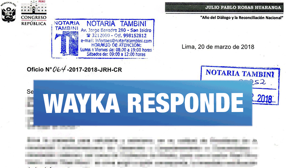 Wayka responde la carta notarial enviada por el congresista Julio Rosas