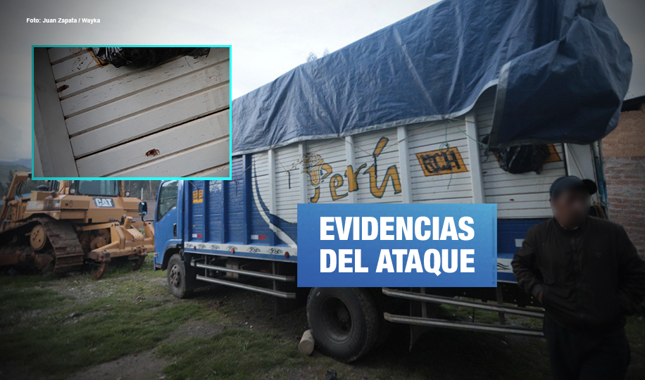 Hallan 18 impactos de bala en camión azul emboscado por la PNP donde murió Denilson Huaraca